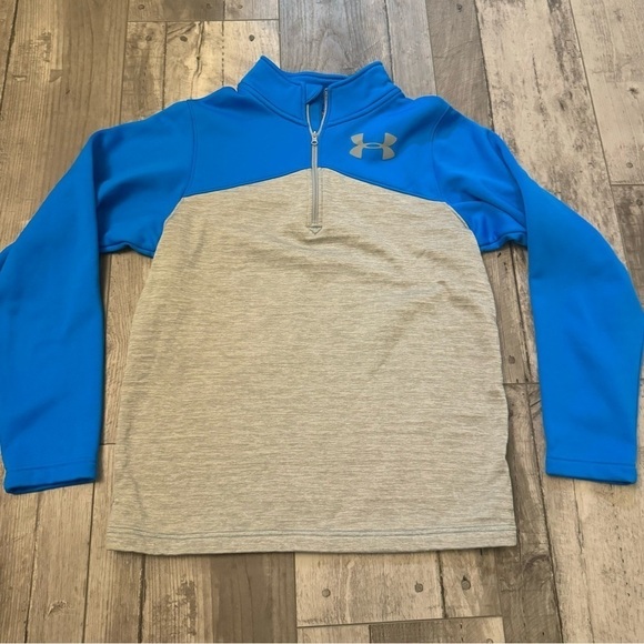 Boys Under Armour Pull Over Youth XL Aqua Blue  & Gray - Picture 2 of 7